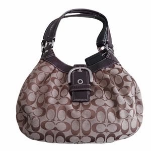 Coach Signature Canvas Hobo / Shoulder Bag Brown